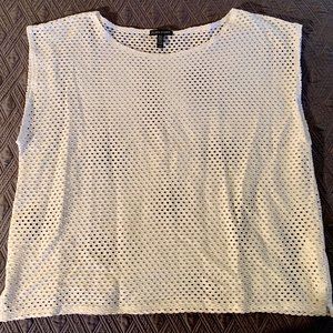 White Eileen Fisher Eyelet Cropped Tunic
